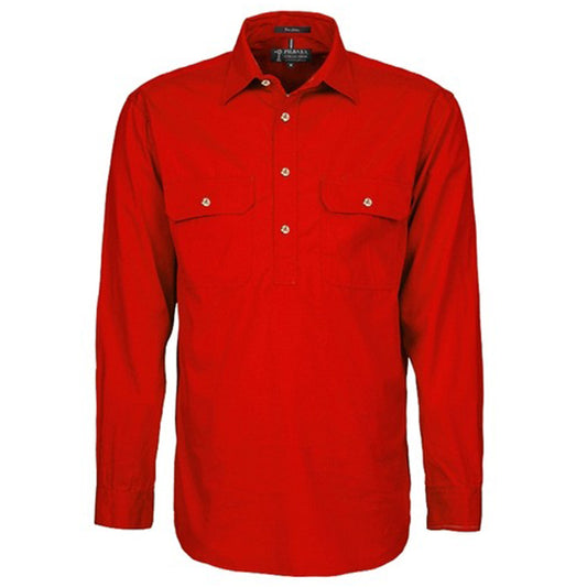 Ritemate - Mens Pilbara Closed Front L/S Shirt Red - RM200CF