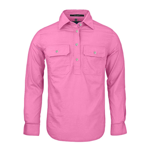 Ritemate - Womens Pilbara Closed Front L/S Shirt Blush - RM300CF