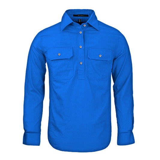 Ritemate - Womens Pilbara Closed Front L/S Shirt Cobalt Blue - RM300CF