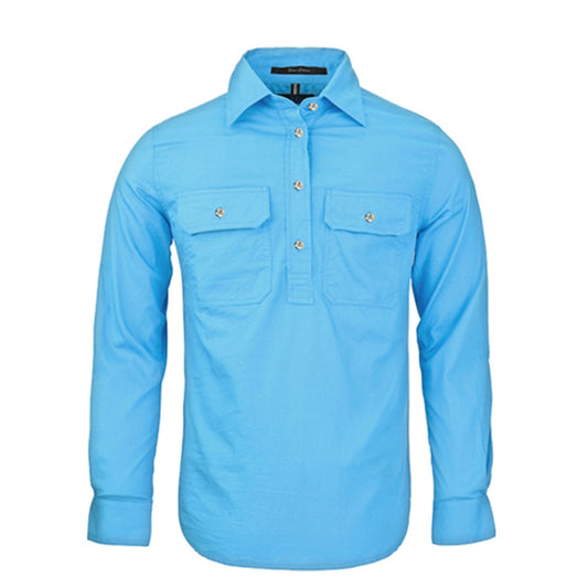 Ritemate - Womens Pilbara Closed Front L/S Shirt Cornflower - RM300CF