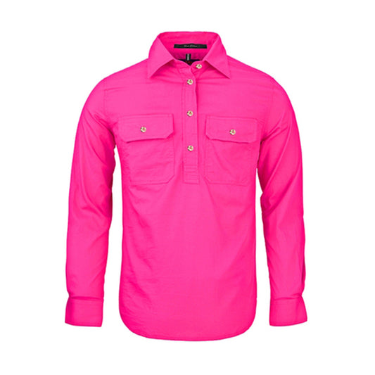 Ritemate - Womens Pilbara Closed Front L/S Shirt Fuschia - RM300CF