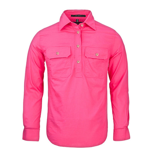 Ritemate - Womens Pilbara Closed Front L/S Shirt Hot-Pink - RM300CF