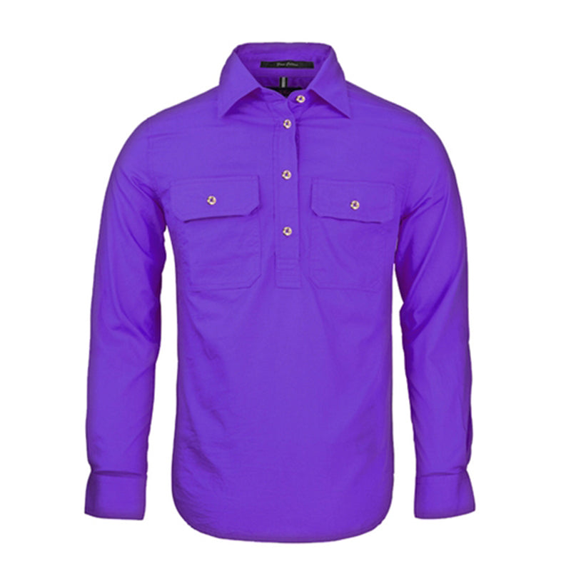 Ritemate - Womens Pilbara Closed Front L/S Shirt Purple - RM300CF
