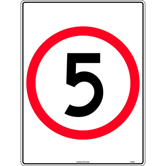 Uniform Safety Signs - 600x450mm - Metal - 5 km Speed Restriction in Roundel - TC409LM