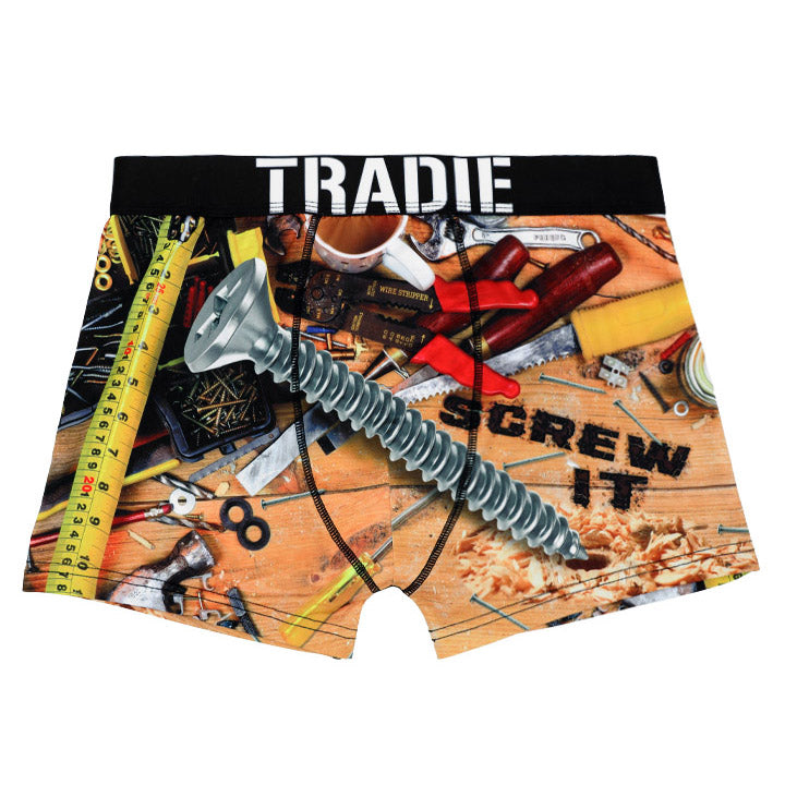 Tradie - Mens Work and Surf Trunk-Screw It design_MJ3238SK