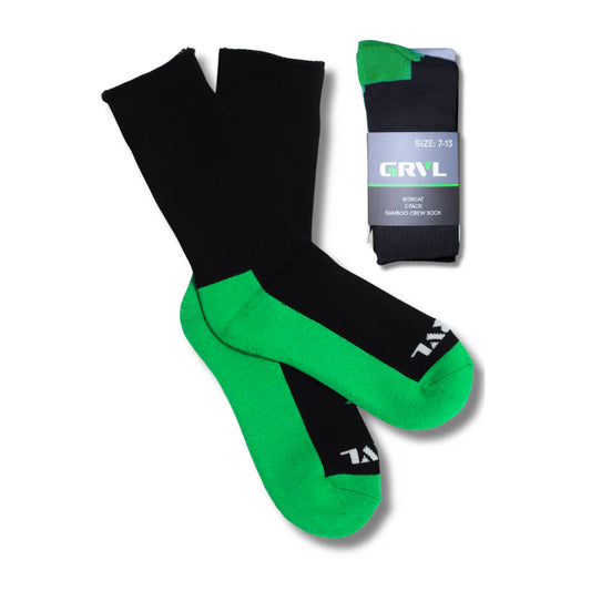 GRVL - "Bobcat" Bamboo Heavy Duty Crew Sock 3pk Black_GRVLS3-BLK-SS4