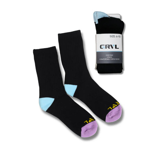 GRVL - Crew Everyday Sock 5pk Black_GRVLS2-BLK-SS4