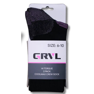 GRVL - Hi Torque Womens Coolmax Sock-2pk Black_GRVLS7-BLK-SS4