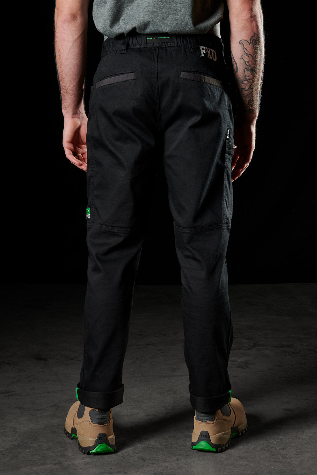 FXD - WP-6 - Elastic Waist Stretch Work Pant with integrated belt_Black