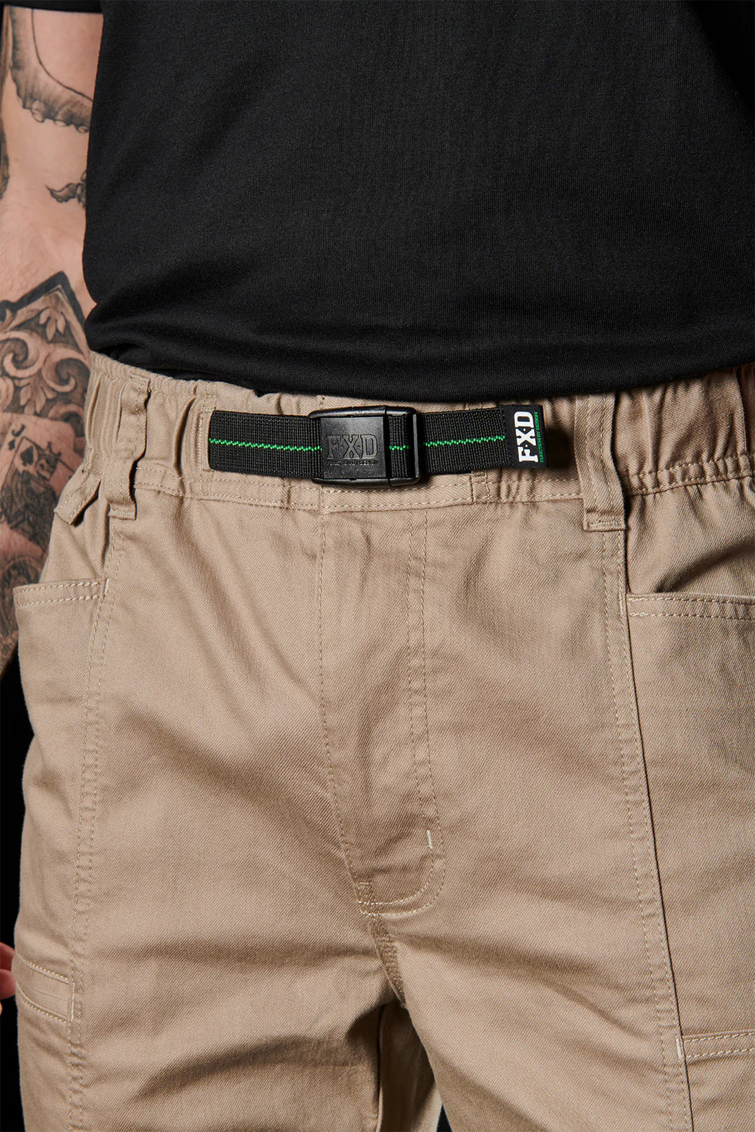 FXD - WP-6 - Elastic Waist Stretch Work Pant with integrated belt_Khaki