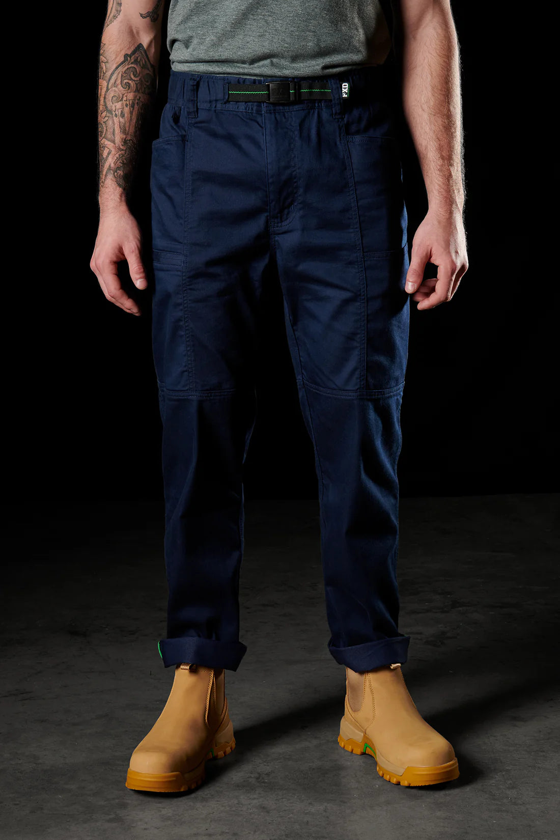FXD - WP-6 - Elastic Waist Stretch Work Pant with integrated belt_Navy