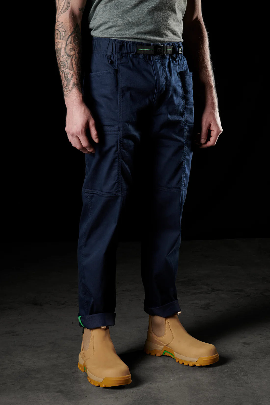 FXD - WP-6 - Elastic Waist Stretch Work Pant with integrated belt_Navy