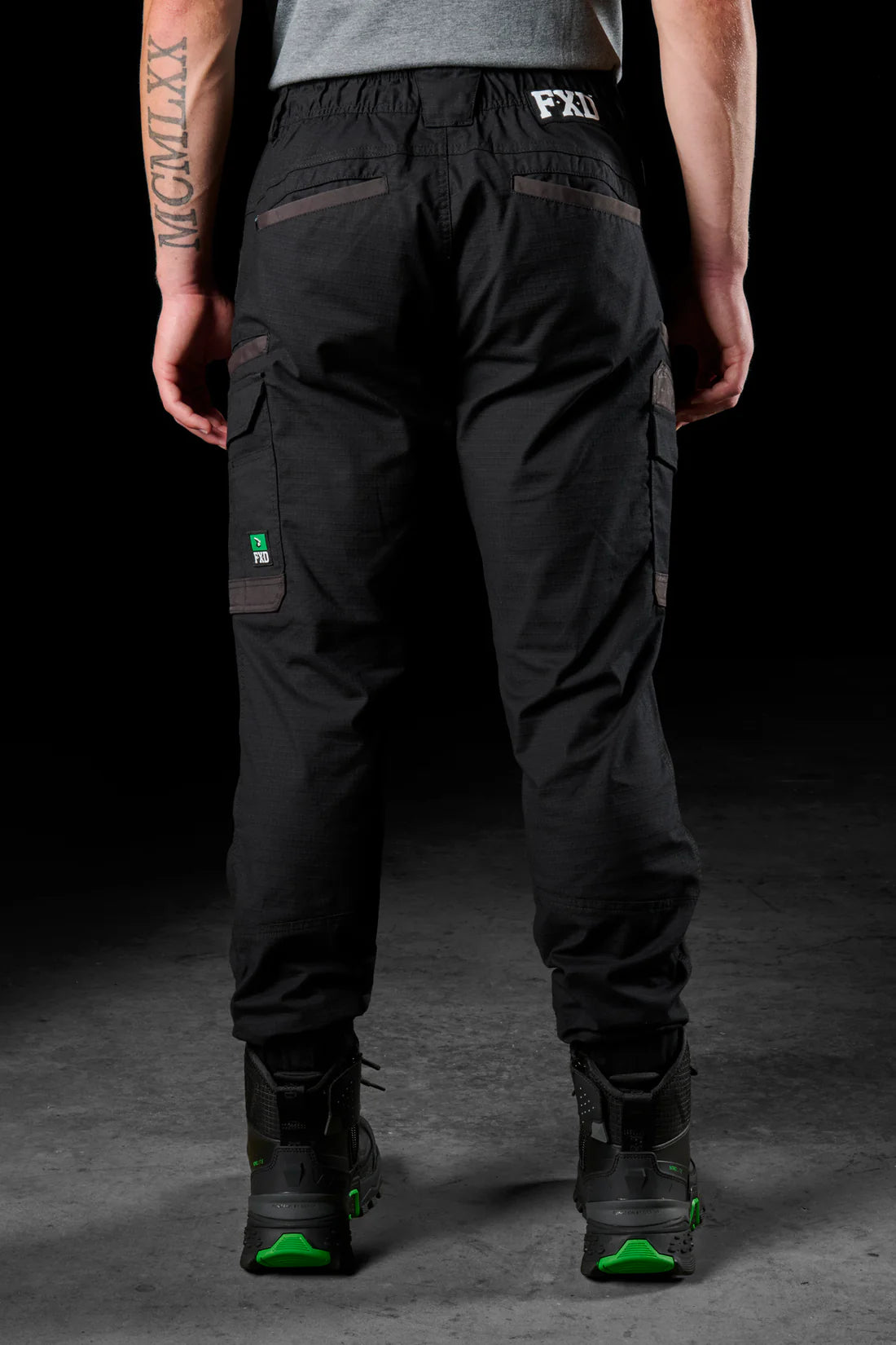 FXD - WP-12C - Cuffed Elastic Waist Stretch Ripstop Work Pant_Black