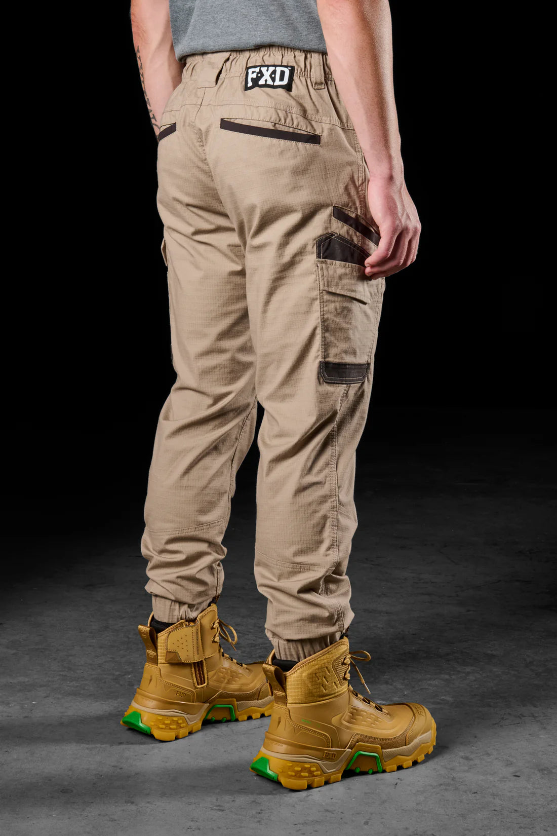 FXD - WP-12C - Cuffed Elastic Waist Stretch Ripstop Work Pant_Khaki