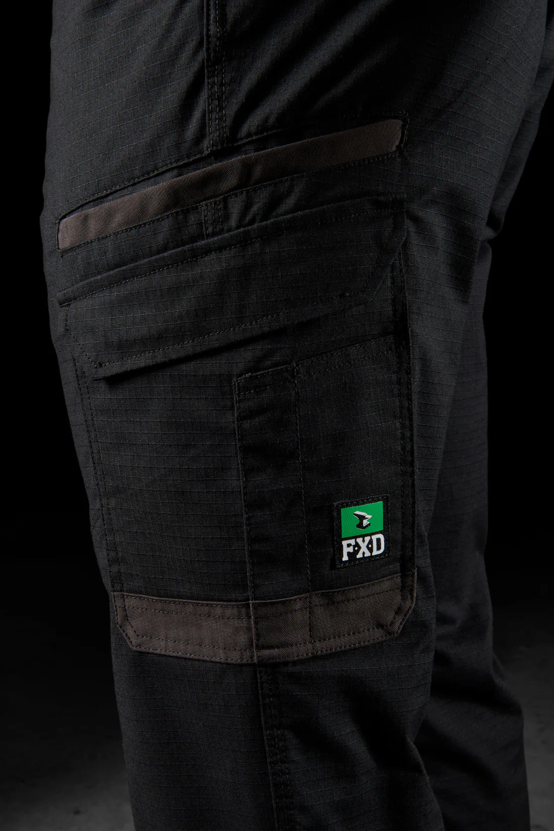FXD - WP-12C - Cuffed Elastic Waist Stretch Ripstop Work Pant_Black