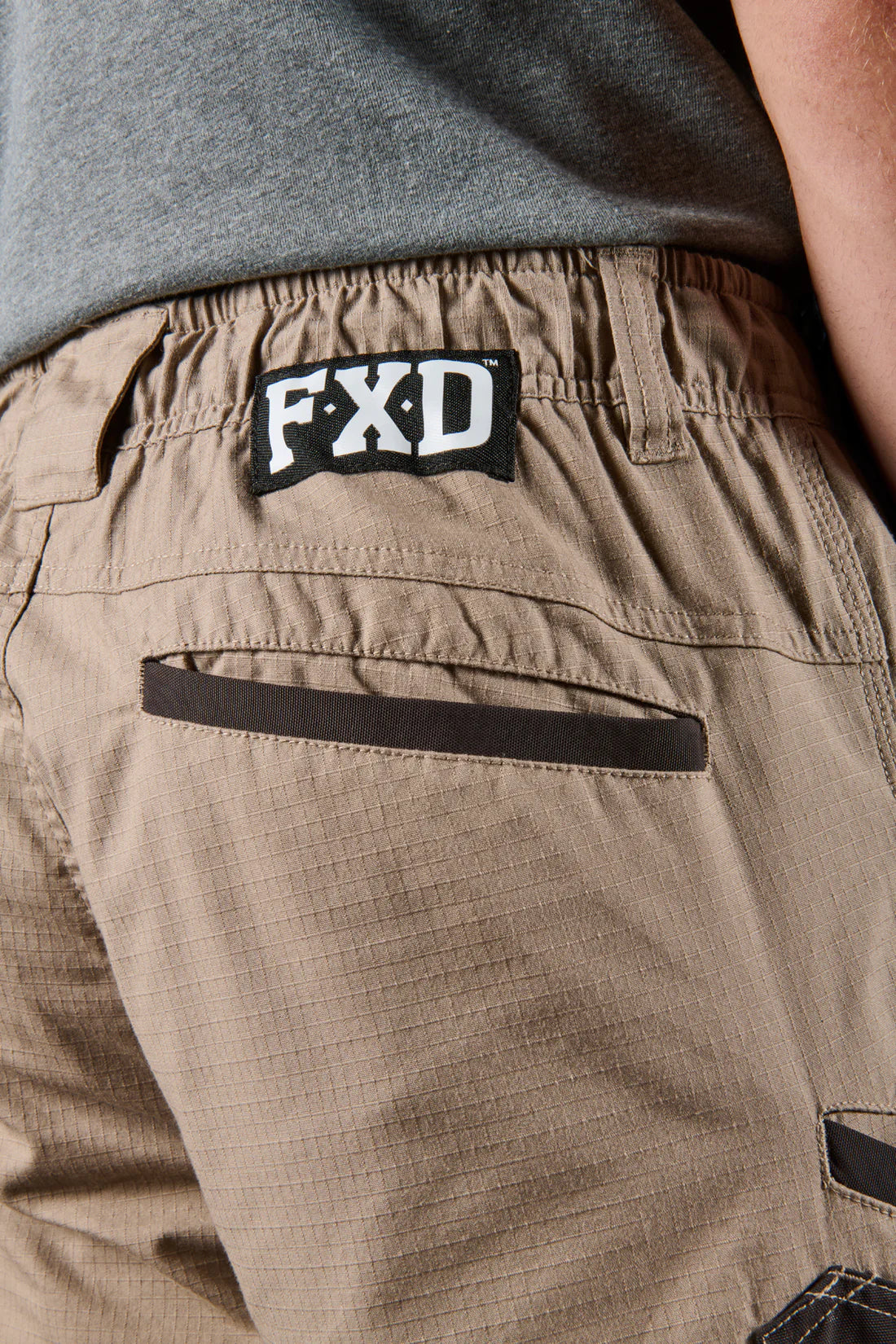 FXD - WP-12C - Cuffed Elastic Waist Stretch Ripstop Work Pant_Khaki