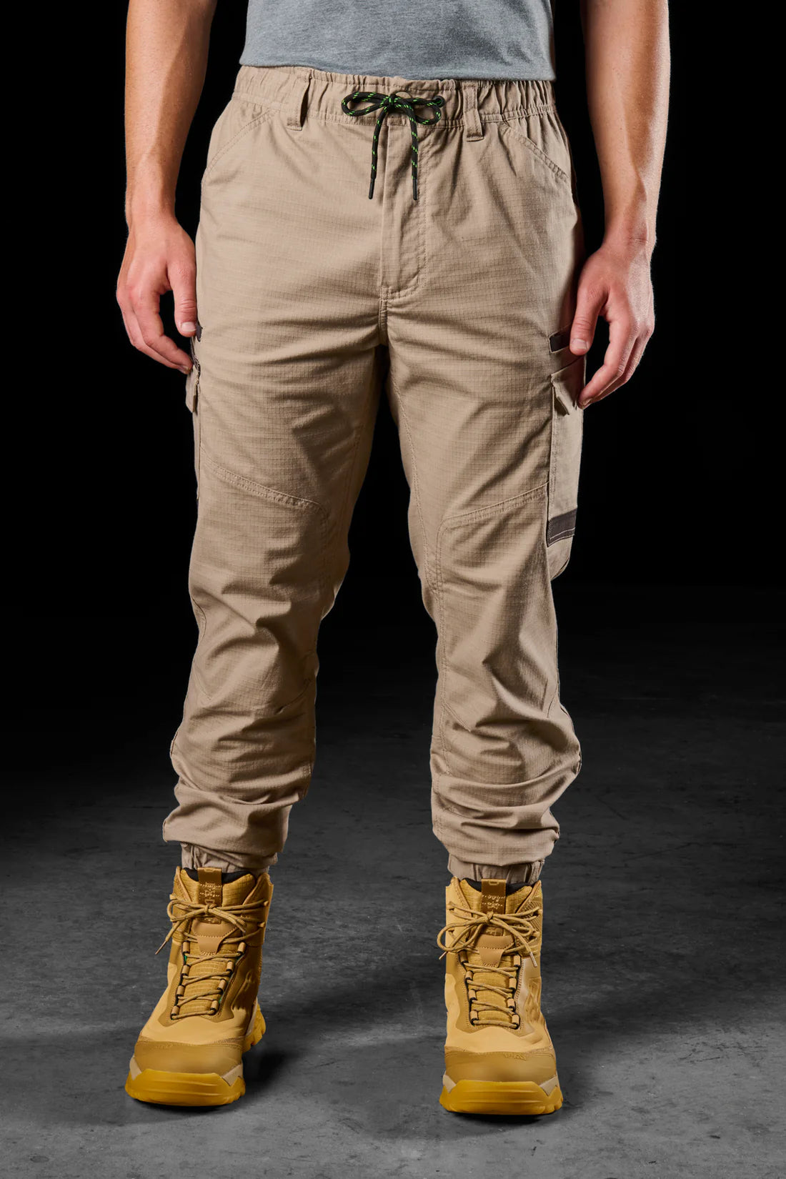 FXD - WP-12C - Cuffed Elastic Waist Stretch Ripstop Work Pant_Khaki
