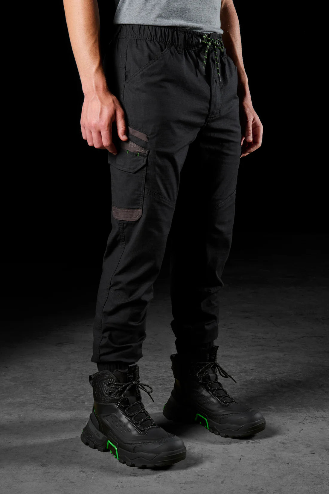 FXD - WP-12C - Cuffed Elastic Waist Stretch Ripstop Work Pant_Black