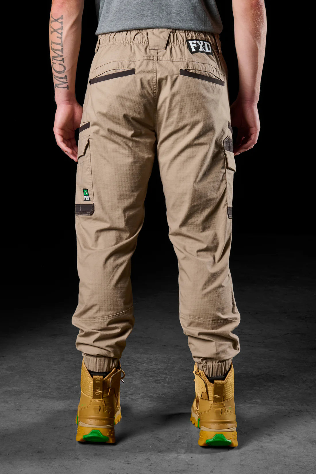 FXD - WP-12C - Cuffed Elastic Waist Stretch Ripstop Work Pant_Khaki