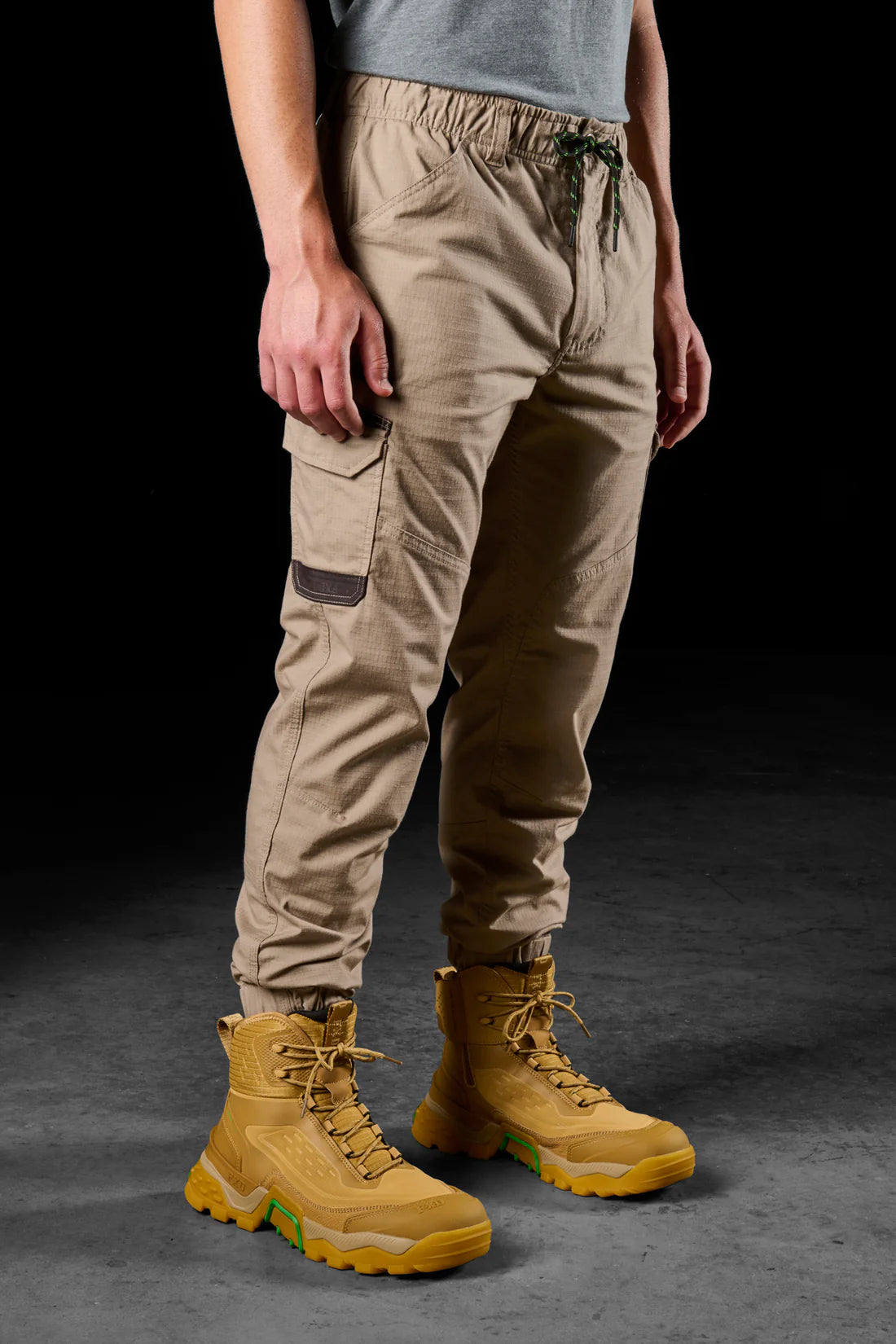 FXD - WP-12C - Cuffed Elastic Waist Stretch Ripstop Work Pant_Khaki
