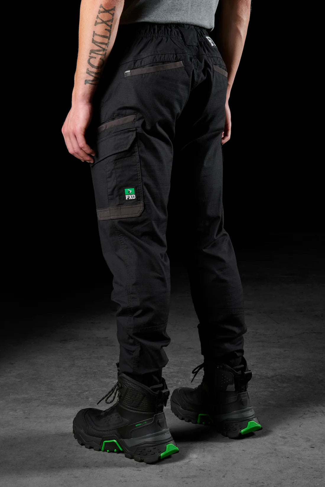 FXD - WP-12C - Cuffed Elastic Waist Stretch Ripstop Work Pant_Black