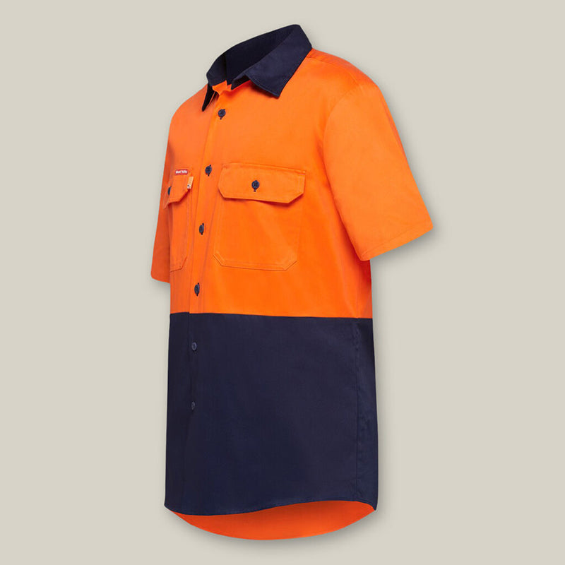 Hard Yakka - S/SL HI VIS SHIRT_Orange/Navy - Y04620