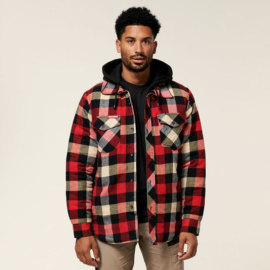 Hard Yakka - QUILTED SHACKET_Red - Y06690