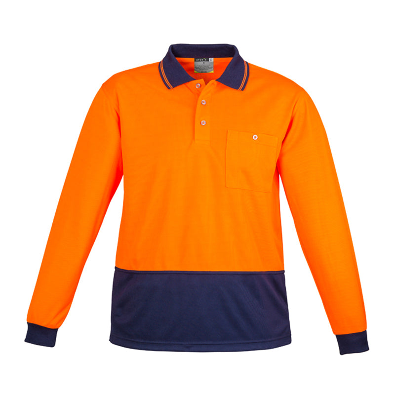 Syzmik - Basic Hi Vis Polo 100% Poly L/S_Orange/Navy - ZH232