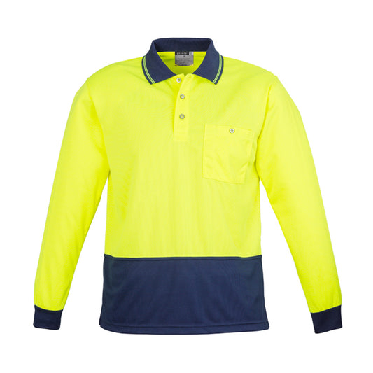 Syzmik - Basic Hi Vis Polo 100% Poly L/S_Yellow/Navy - ZH232