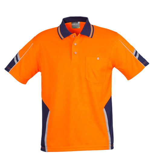 Syzmik - Hi Vis Squad Polo - 100% Poly S/S_Orange/Navy - ZH237
