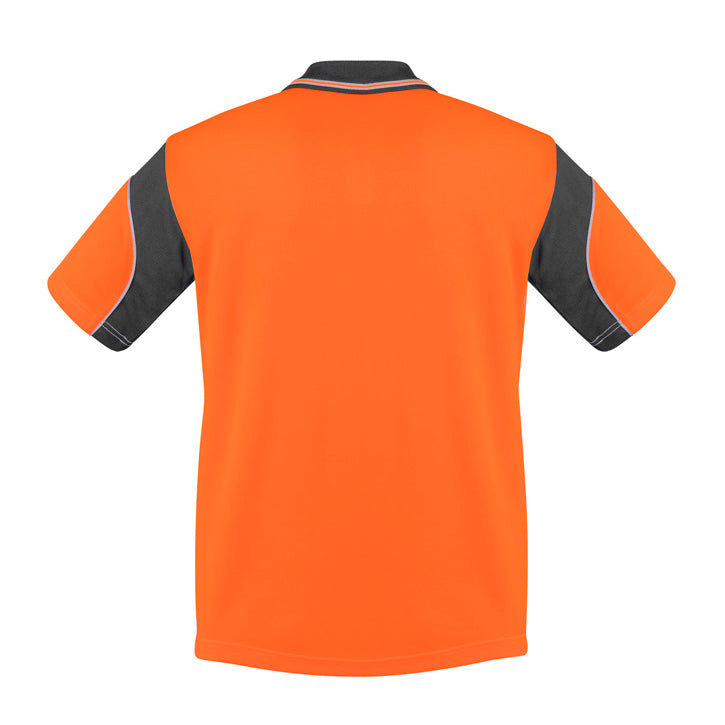 Syzmik - Hi Vis Aztec Polo - Button Free - 100% Poly S/S_Orange/Charcoal - ZH248