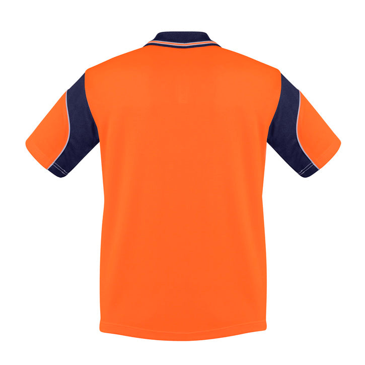 Syzmik - Hi Vis Aztec Polo - Button Free - 100% Poly S/S_Orange/Navy - ZH248