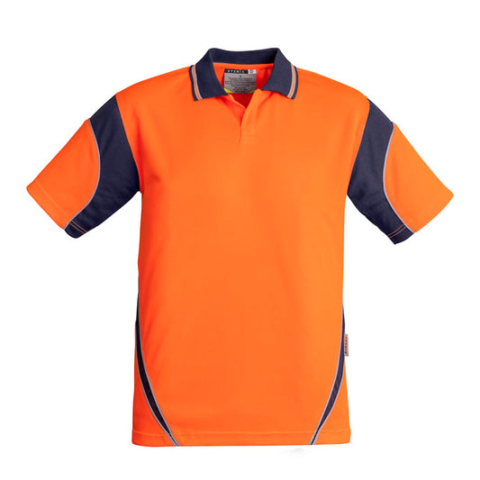Syzmik - Hi Vis Aztec Polo - Button Free - 100% Poly S/S_Orange/Navy - ZH248