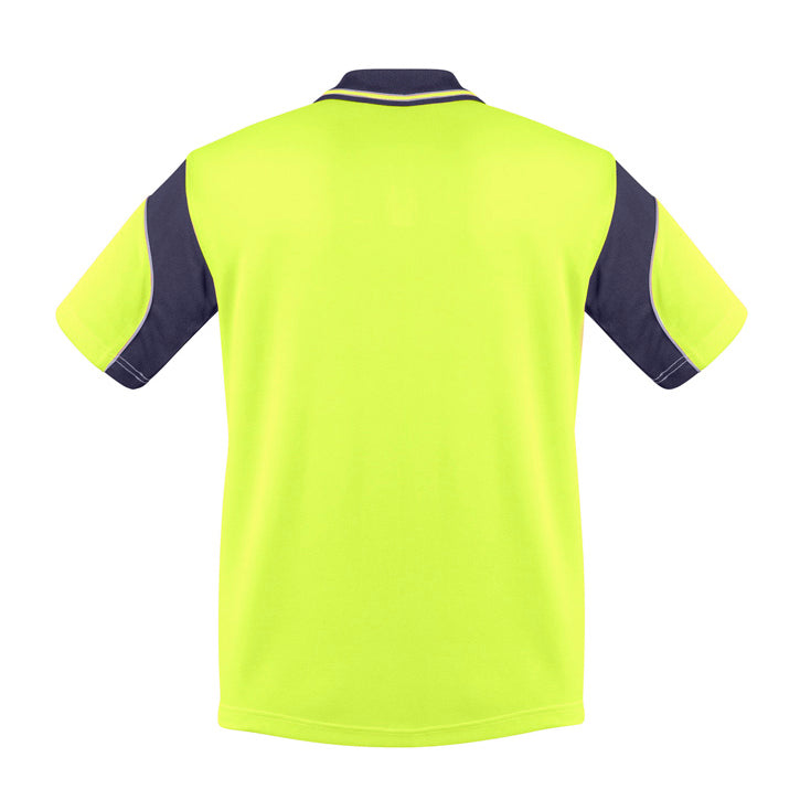Syzmik - Hi Vis Aztec Polo - Button Free - 100% Poly S/S_Yellow/Navy - ZH248