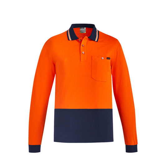 Syzmik - Basic Hi Vis Polo 100% Cotton L/S_Orange/Navy - ZH430