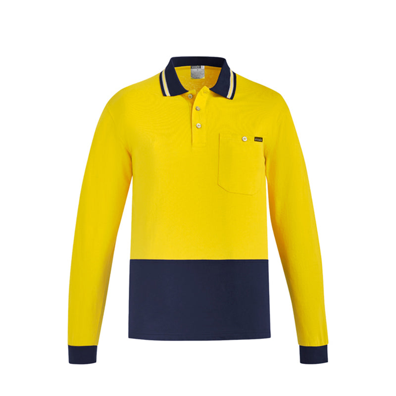Syzmik - Basic Hi Vis Polo 100% Cotton L/S_Yellow/Navy - ZH430