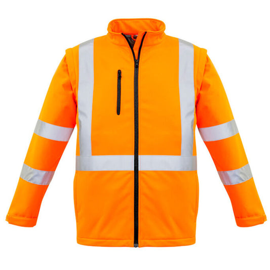 Syzmik - Hi Vis 2 In 1 Rail Jacket - X-Back Tape w Zip Off Sleeves_Orange - ZJ680