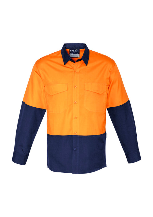 Syzmik - Rugged D/O Vented Shirt-Orange/Navy -_Orange/Navy - ZW128