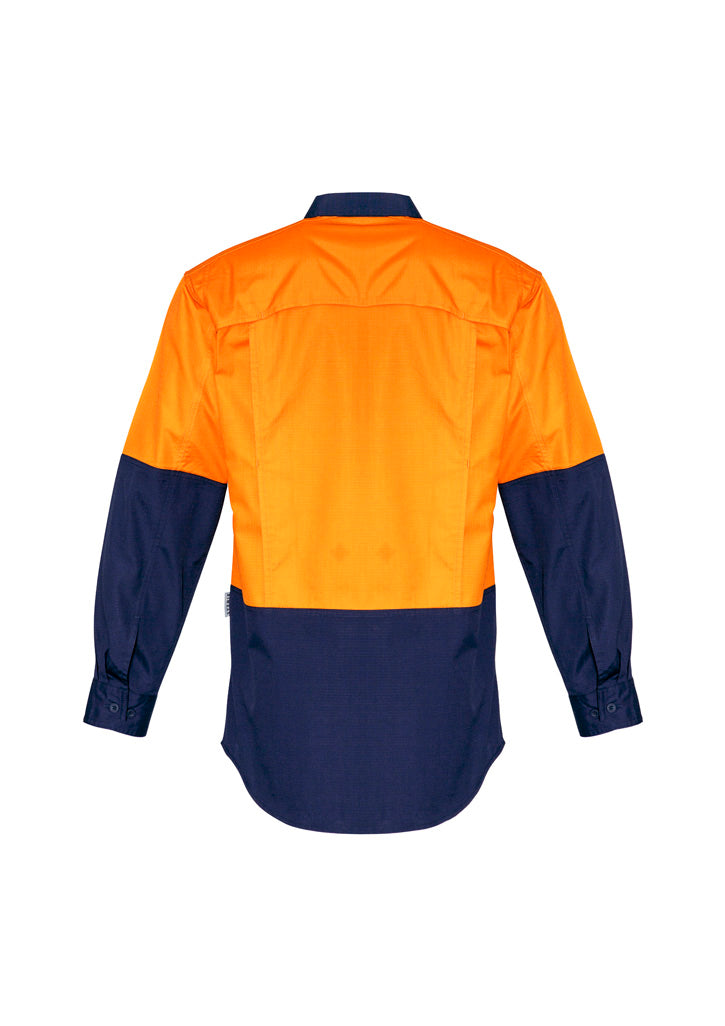 Syzmik - Rugged D/O Vented Shirt-Orange/Navy -_Orange/Navy - ZW128