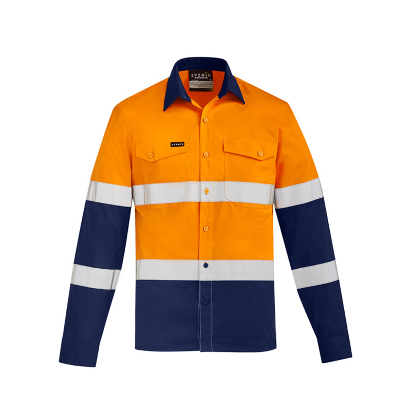 Syzmik - Lightweight Biomotion Work Shirt - 100% Cotton_Orange/Navy - ZW520