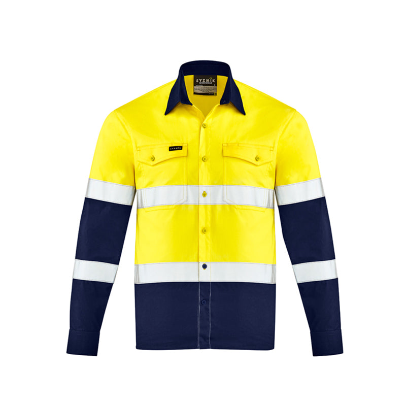 Syzmik - Lightweight Biomotion Work Shirt - 100% Cotton_Yellow/Navy - ZW520